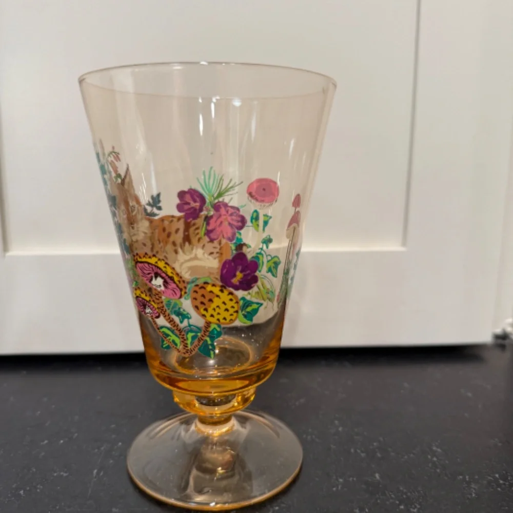 NWT Anthropologie Nathalie Lete Marais Glass Wine Goblet Lynx - Picture 6 of 7